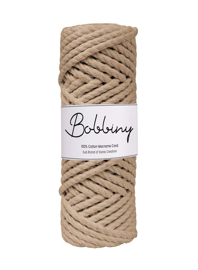 BOBBINY خيط قطني مكرمية ثلاثي الطبقات مجدول (لفافة) من بوبيني، مثالي لأعمال المكرمية اليدوية وغيرها من المشاريع | تشيكو | 3 مم، 20 متر - Image 1